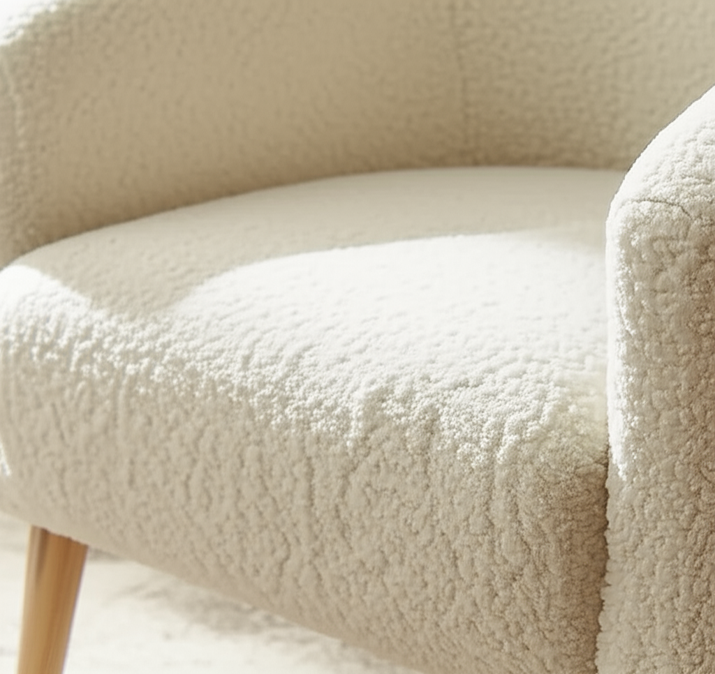 Nell Boucle Armchair – Custom Cream Barrel Lounge Chair