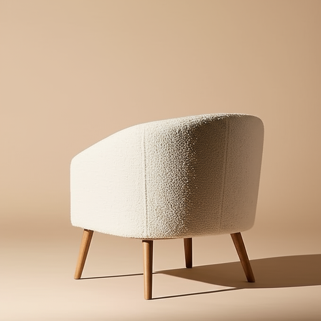 Nell Boucle Armchair – Custom Cream Barrel Lounge Chair