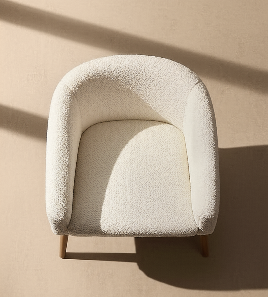 Nell Boucle Armchair – Custom Cream Barrel Lounge Chair