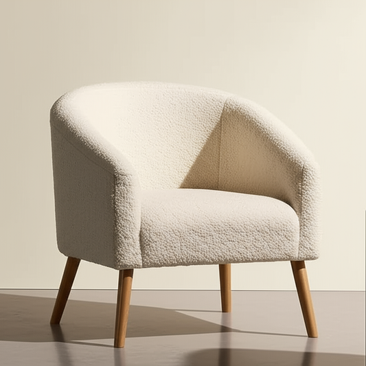 Nell Boucle Armchair – Custom Cream Barrel Lounge Chair