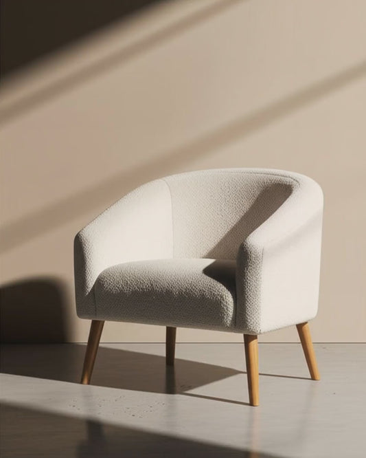 Nell Boucle Armchair – Custom Cream Barrel Lounge Chair